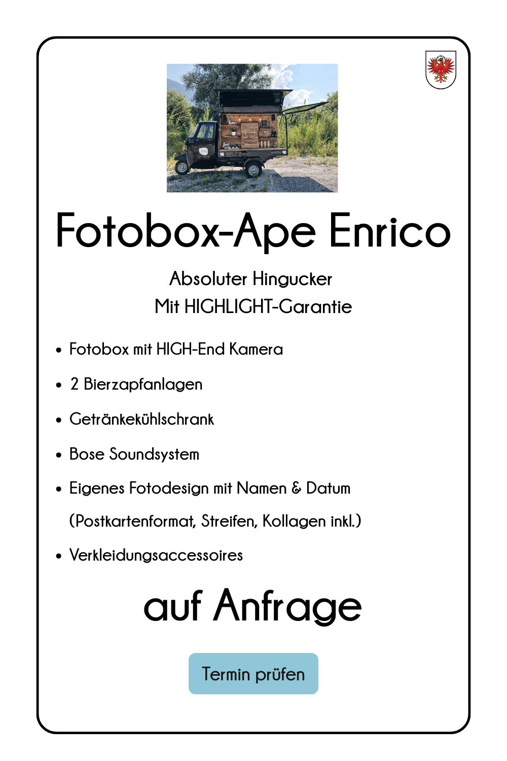 Fotobox Ape Südtirol Hapymio